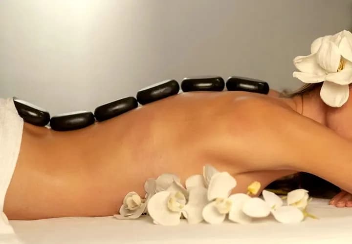 Hot stone massage at a spa